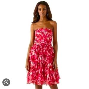 White House black market strapless floral dress